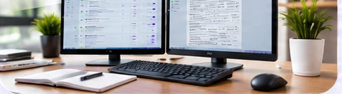 Dos monitores con el software de taxes